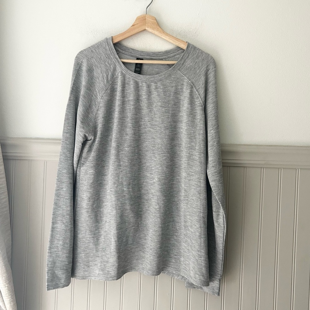 Yogalicious Light Gray Long Sleeve Twist Back Top XL Rayon Blend